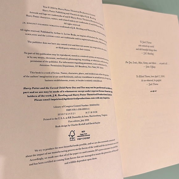 Harry Potter and the Cursed Child parts 1&2 SPECIAL REHEARSAL EDITION SCRIPT - Picture 9 of 13